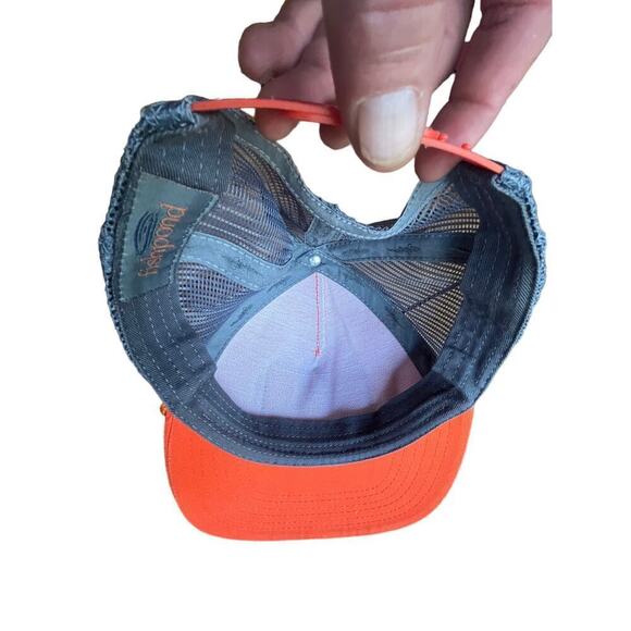 Fish Pond Fly Fishing Co Trucker Snap back hat. Orange. Grey. Unisex. Adjustable - Picture 6 of 6